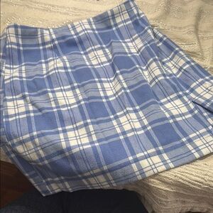 Wild Fable Blue and White Pleated Skater Mini Skirt